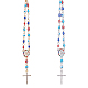 2Pcs 2 Colors Alloy Rhinestone Cross Charm Bracleet with Colorful Resin Evil Eye Beaded Chains(BJEW-DC0001-07)-1