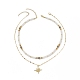 2Pcs 2 Style Clear Cubic Zirconia Star Pendant Necklaces Set with Brass Chains(NJEW-JN04171)-1