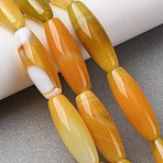 Natural Yellow Agate Beads Strands, Rice, 30~30.5x10~10.5mm, Hole: 1.6mm, about 13pcs/strand, 15.28''(38.8cm)(G-Z113-A07)