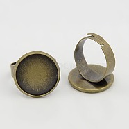 Brass Pad Ring Findings, Adjustable, Antique Bronze, Tray: 16mm, 5x17mm(KK-Q295)