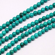 Natural Magnesite Beads Strands, Dyed, Round, Turquoise, 2mm, Hole: 1mm, about 192pcs/strand, 16.14 inch(TURQ-L019-2mm-01)
