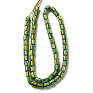 Handmade Nepalese Lampwork Beads, Chevron Beads, Column, Green, 6~11x7~8mm, Hole: 1.8mm, about 62~72pcs/strand, 25.59~25.98''(65~66cm)(LAMP-B023-05A-03)