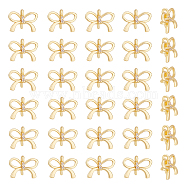 30Pcs Brass Charms Cup Peg Bails, For Half Drilled Beads, with Cubic Zirconia, Bowknot, Real 18K Gold Plated, 7.5x10x4mm, Hole: 1.2mm, Pin: 0.6mm(KK-BC0011-86)