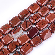 Natural Red Jasper Beads Strands, Rectangle, 17.5~18.5x13~13.5x6~7mm, Hole: 1mm, about 22pcs/strand, 15.5 inch(G-T121-14)
