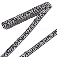 Ethnic Style Polyester Ribbon, Jacquard Ribbon, Tyrolean Ribbon, Clothing Accessories, Flat, Silver, Cloud Pattern, 7/8 inch(21mm), about 4.16 Yards(3.8m)/pc(OCOR-WH0047-56C-01)