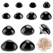 120Pcs 12 Style Craft Plastic Doll Noses, Safety Noses, Black, 6~26x8~26mm, Pin: 3~6mm, 10pcs/style(KY-GF0001-31)
