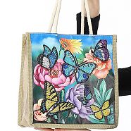 DIY Resusable Shopping Bag Kits, Including Resin Rhinestone Bag, Diamond Sticky Pen, Tray Plate & Glue Clay, Butterfly, 260x250mm(DIAM-PW0009-30E)
