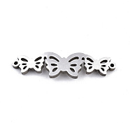 Non-Tarnish 304 Stainless Steel Link Connectors, Laser Cut, Butterfly, Stainless Steel Color, 8x30x1.5mm, Hole: 1mm(STAS-T059-14P)