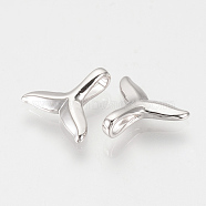 Brass Charms, Nickel Free, Real Platinum Plated, Whale Tail Shape, 13.5x15x4.5mm, Hole: 2x5.5mm(X-KK-Q735-325P)
