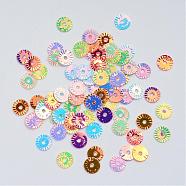 Ornament Accessories Disc Plastic Paillette Beads, Sequins Beads, Mixed Color, 6x0.2mm, Hole: 1mm, about 7800pcs/130g(PVC-R018-M)