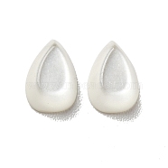 Resin Cabochons, Pearlized, Imitation Cat Eye, Teardrop, Floral White, 6.5x4x2mm(CRES-D003-11)