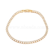 Brass Pave Clear Cubic Zirconia Horse Eye Link Bracelets, Nickle Free, Long-Lasting Plated, Golden, 7-3/8 inch(18.6cm)(BJEW-YWC0002-03A-G)