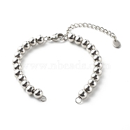 202 Stainless Steel Bracelet Making Findings, with Rondelle Beads, Stainless Steel Color, 5-7/8 inch(15cm)(AJEW-JB01072)