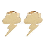 Vacuum Plating 304 Stainless Steel Stud Earrings for Women, Cloud with Lightning Bolt, Golden, 10.5x8.5mm(EJEW-A048-11G)