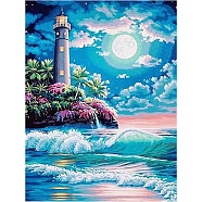 Lighthouse DIY Diamond Painting Kit, Including Resin Rhinestones Bag, Diamond Sticky Pen, Tray Plate and Glue Clay, Colorful, 400x300mm(PW-WG19936-11)