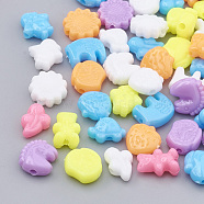 Acrylic Beads, Mixed Shape, Mixed, 8~12x8~11x4.5~5mm, Hole: 1.8mm, about 2000pcs/500g(SACR-N003-01)