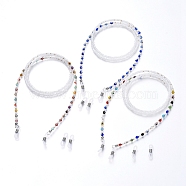 Glasses Neck Cord, Strap Eyeglass String Holder, with Evil Eye Lampwork Beads, Glass Seed Beads and Rubber Loop Ends, Platinum & Golden, 31.1 inch(79cm)(AJEW-EH00024)