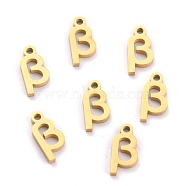 304 Stainless Steel Pendants, Matte Style, Greek Alphabet, Golden Color, Letter.B, Letter.B: 12x6x1.5mm, Hole: 1.5mm(STAS-F267-10B-G)
