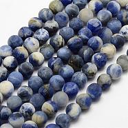 Natural Sodalite Beads Strands, Frosted, Round, Dyed, 6mm, Hole: 1mm, about 60pcs/strand, 15.3 inch(39cm)(G-J364-01-6mm)