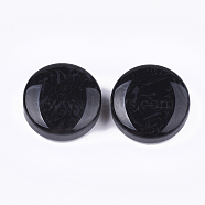 Resin Beads, Imitation Gemstone, Flat Round, Black, 21~21.5x8.5mm, Hole: 3.5mm(RESI-S377-09A)
