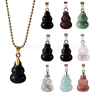 10Pcs 10 Style Natural & Synthetic Gemstone Pendants, with Brass Loops and Snap on Bails, Long-Lasting Plated, Platinum, Gourd/Calabash, Mixed Color, 16.5~17x12mm, Hole: 4x4mm, 1pc/style(G-SZ0001-85)