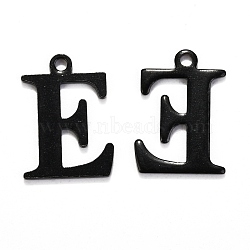 304 Stainless Steel Alphabet Charms, Electrophoresis Black, Letter.E, 12x9x1mm, Hole: 1mm(STAS-H122-E-EB)