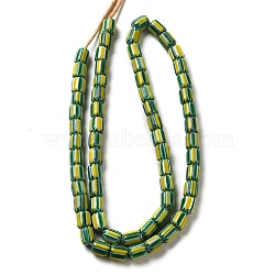 Handmade Lampwork Beads, Column, Green, 6~11x7~8mm, Hole: 1.8mm, about 62~72pcs/strand, 25.59~25.98''(65~66cm)(LAMP-B023-05A-03)