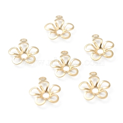 304 Stainless Steel Pendant Open Back Bezel Cabochon Settings, Flower, Golden, Tray: 1.8mm, 11x9x1.5mm, Hole: 1mm(STAS-H149-35G)