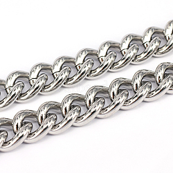 201 Stainless Steel Cuban Link Chains, Curb Chains, Unwelded, Stainless Steel Color, 16x13x3.5mm(CHS-L001-51-3.5mm)
