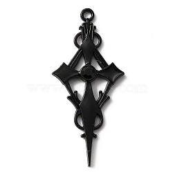 Jet Rhinestone Cross Pendatn with Black Enamel, Alloy Pendant, Electrophoresis Black, 47.5x21.5x4mm, Hole: 1.8mm(ENAM-WH0001-06EB-01)