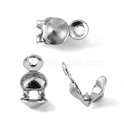 Iron Bead Tips, Calotte Ends, Clamshell Knot Cover, Iron End Caps, Open Clamshell, Nickel Free, Platinum, 8x4mm, Hole: 1.5mm, Inner Diameter: 3mm(X-IFIN-ZX027-P-NF)
