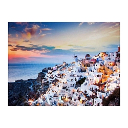 Santorini Scenery DIY Diamond Painting Kit, Including Resin Rhinestones Bag, Diamond Sticky Pen, Tray Plate and Glue Clay, Building, 400x300mm(PW-WG72030-10)