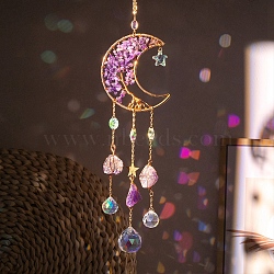 Natural Amethyst Pendant Decorations, Glass Sun Catchers, Ball Prism for Chandelier Ceiling, Tree of Life, Packaging: 90x90x90mm(PW-WG82760-08)