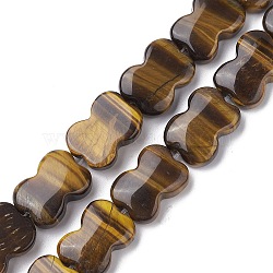 Natural Tiger Eye Beads Strands, Bowknot, 16~16.5x12.5~13x5~5.5mm, Hole: 1.4mm, about 13pcs/strand, 8.46''(21.5cm)(G-K359-D07-01)