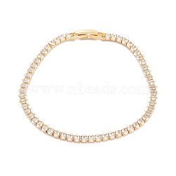 Brass Pave Clear Cubic Zirconia Horse Eye Link Bracelets, Nickle Free, Long-Lasting Plated, Golden, 7-3/8 inch(18.6cm)(BJEW-YWC0002-03A-G)