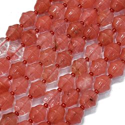 Synthetic Cherry Quartz Glass Beads Strands, Bell, with Seed Beads, 11x10mm, Hole: 1.4mm, about 31pcs/strand, 15.35''(39cm)(G-K389-D19-01)