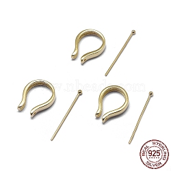 925 Sterling Silver Pendant Bails, with S925 Stamp, Golden, 14x10x2.5mm, Pin: 21x0.4mm(STER-L057-081B-G)
