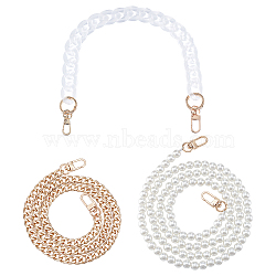 3 Strand Bag Handles, with Transparent Acrylic Cable Chains, Golden Alloy Swivel Clasps and Spring Gate Rings, for Bag Straps Replacement Accessories, White, 3strand/bag(DIY-CA0003-09)
