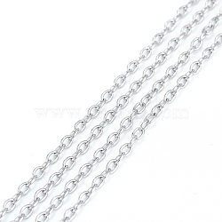 201 Stainless Steel Cable Chains, for DIY Jewelry Making, Unwelded, with Spool, Oval, Stainless Steel Color, 3x2x0.5mm, about 32.8 Feet(10m)/roll(CHS-R008-11)