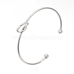 201 Stainless Steel Cuff Bangles Making, Knot Bangles, Stainless Steel Color, 2-1/2 inchx1-7/8 inch(61x46mm)(STAS-S073-16)