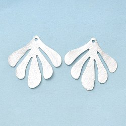 Brass Pendants, Cadmium Free & Lead Free, Leaf Charm, 925 Sterling Silver Plated, 31x29x1mm, Hole: 1.6mm(KK-M250-20S)