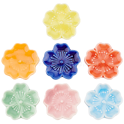 7Pcs 7 Colors Japanese Style Sakura Flower Ceramic Paint Brush Pen Holders, Mixed Color, 46x47x7mm, 1pc/color(AJEW-BC0007-05)