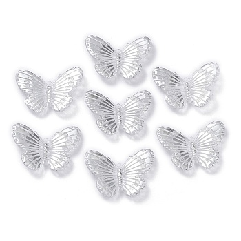 Transparent Acrylic Pendants, Butterfly, Silver, 23x30x2.5mm, Hole: 1.2x1mm, about 500pcs/500g