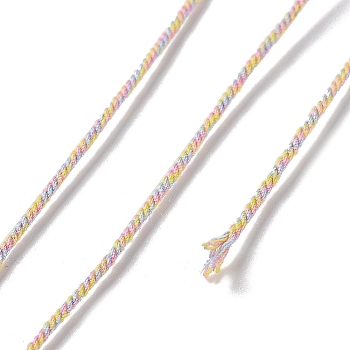Polyester Twisted Cord, Round, for DIY Jewelry Making, Colorful, 1mm, about 49.21 Yards(45m)/Roll