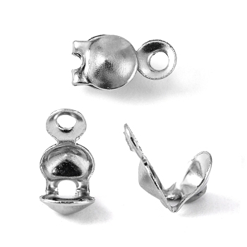 Iron Bead Tips, Calotte Ends, Clamshell Knot Cover, Iron End Caps, Open Clamshell, Nickel Free, Platinum, 8x4mm, Hole: 1.5mm, Inner Diameter: 3mm