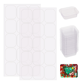 30Pcs Transparent Blister Packaging Inner Tray, Box Container Package, for DIY Quicksand Mahjong, Rectangle, with 30pcs Plastic Films, Clear, 3~10.4x3.65~19.6x0.032~1cm
