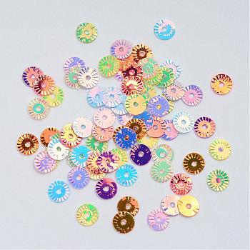 Ornament Accessories Disc Plastic Paillette Beads, Sequins Beads, Mixed Color, 6x0.2mm, Hole: 1mm, about 7800pcs/130g
