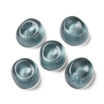 Translucent Resin Cabochons, Irregular Oval, Teal, 14x16x7mm