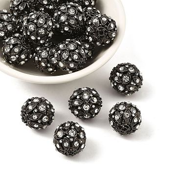 Alloy Rhinestone Beads, Round, Gunmetal, 21mm, Hole: 2.5mm