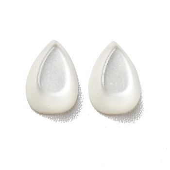 Resin Cabochons, Pearlized, Imitation Cat Eye, Teardrop, Floral White, 6.5x4x2mm